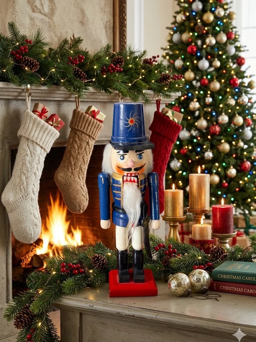 Blue and Red small Nutcracker Soldier Figurine